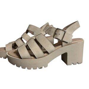 Sun & Stone Women's Daisee Beige Platform Block Heel Sandal Size 5M